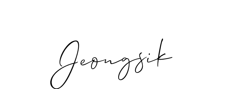 Use a signature maker to create a handwritten signature online. With this signature software, you can design (Allison_Script) your own signature for name Jeongsik. Jeongsik signature style 2 images and pictures png