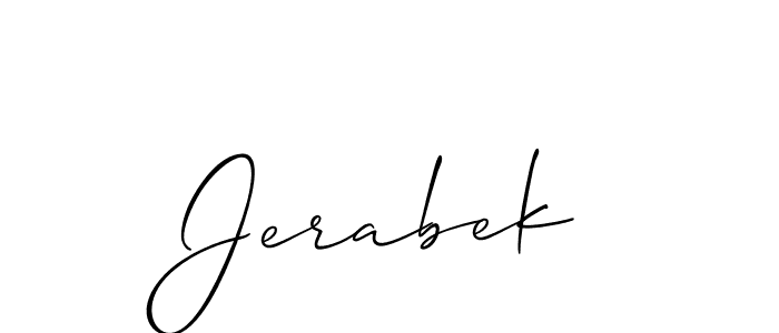 It looks lik you need a new signature style for name Jerabek. Design unique handwritten (Allison_Script) signature with our free signature maker in just a few clicks. Jerabek signature style 2 images and pictures png