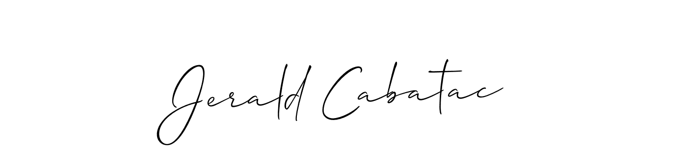 Create a beautiful signature design for name Jerald Cabatac. With this signature (Allison_Script) fonts, you can make a handwritten signature for free. Jerald Cabatac signature style 2 images and pictures png