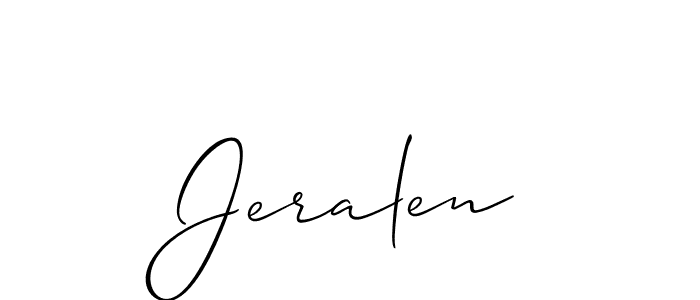 The best way (Allison_Script) to make a short signature is to pick only two or three words in your name. The name Jeralen include a total of six letters. For converting this name. Jeralen signature style 2 images and pictures png