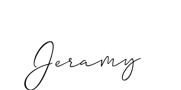 Use a signature maker to create a handwritten signature online. With this signature software, you can design (Allison_Script) your own signature for name Jeramy. Jeramy signature style 2 images and pictures png