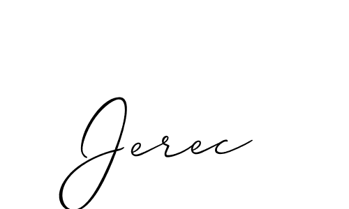 Create a beautiful signature design for name Jerec. With this signature (Allison_Script) fonts, you can make a handwritten signature for free. Jerec signature style 2 images and pictures png