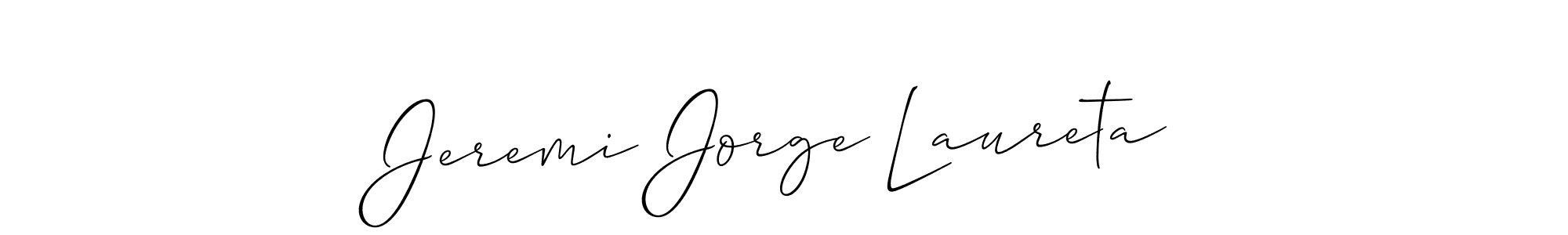 Make a beautiful signature design for name Jeremi Jorge Laureta. With this signature (Allison_Script) style, you can create a handwritten signature for free. Jeremi Jorge Laureta signature style 2 images and pictures png