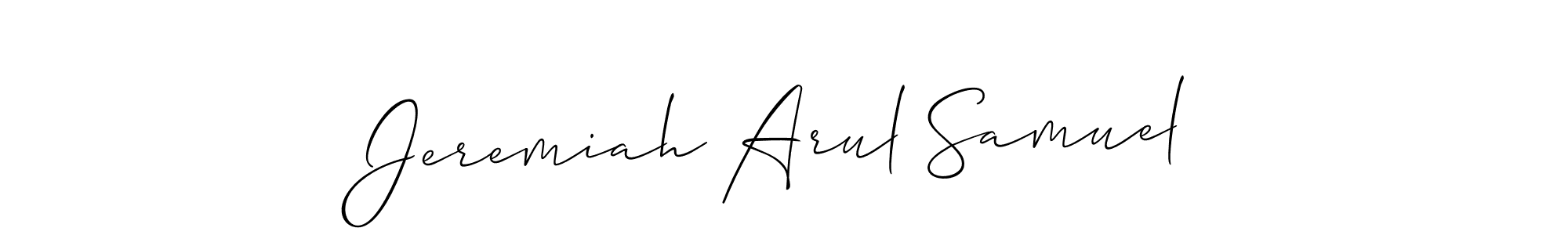 Make a short Jeremiah Arul Samuel signature style. Manage your documents anywhere anytime using Allison_Script. Create and add eSignatures, submit forms, share and send files easily. Jeremiah Arul Samuel signature style 2 images and pictures png