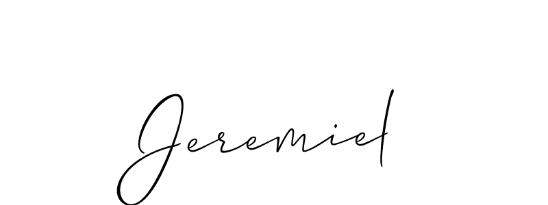 Use a signature maker to create a handwritten signature online. With this signature software, you can design (Allison_Script) your own signature for name Jeremiel. Jeremiel signature style 2 images and pictures png