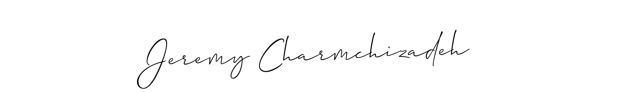The best way (Allison_Script) to make a short signature is to pick only two or three words in your name. The name Jeremy Charmchizadeh include a total of six letters. For converting this name. Jeremy Charmchizadeh signature style 2 images and pictures png