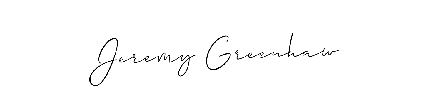 Use a signature maker to create a handwritten signature online. With this signature software, you can design (Allison_Script) your own signature for name Jeremy Greenhaw. Jeremy Greenhaw signature style 2 images and pictures png