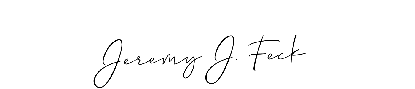 Jeremy J. Feck stylish signature style. Best Handwritten Sign (Allison_Script) for my name. Handwritten Signature Collection Ideas for my name Jeremy J. Feck. Jeremy J. Feck signature style 2 images and pictures png