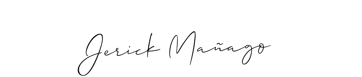 if you are searching for the best signature style for your name Jerick Mañago. so please give up your signature search. here we have designed multiple signature styles  using Allison_Script. Jerick Mañago signature style 2 images and pictures png