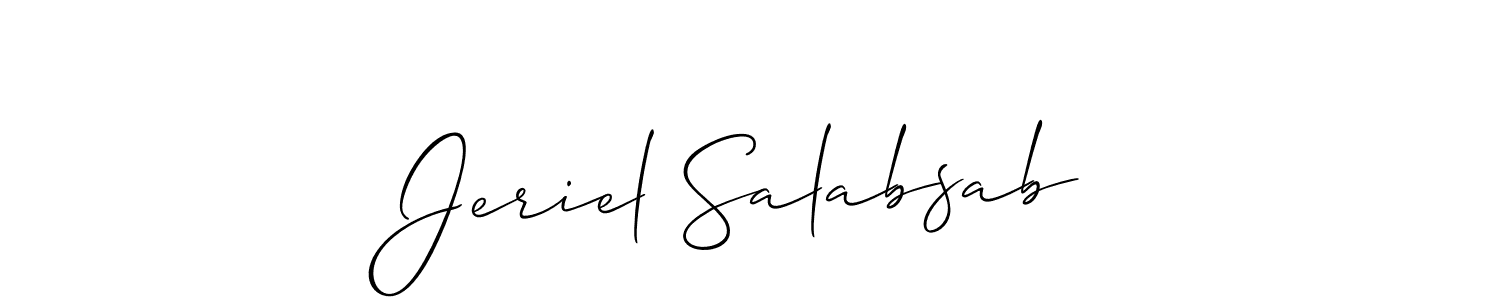 Check out images of Autograph of Jeriel Salabsab name. Actor Jeriel Salabsab Signature Style. Allison_Script is a professional sign style online. Jeriel Salabsab signature style 2 images and pictures png