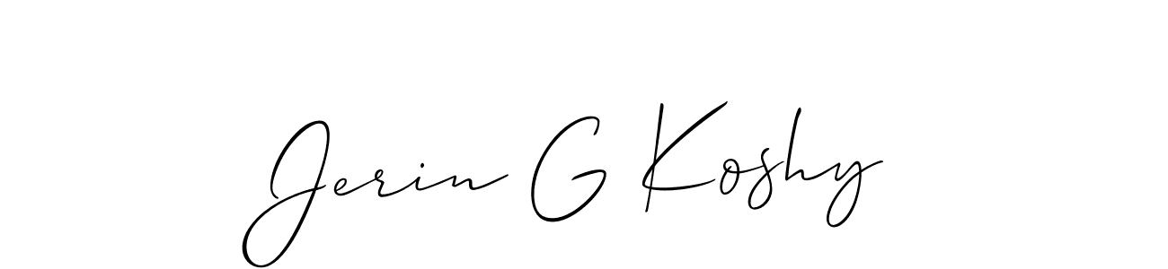How to make Jerin G Koshy signature? Allison_Script is a professional autograph style. Create handwritten signature for Jerin G Koshy name. Jerin G Koshy signature style 2 images and pictures png