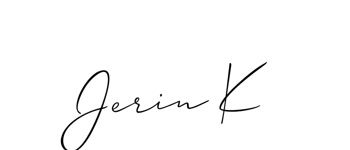 Use a signature maker to create a handwritten signature online. With this signature software, you can design (Allison_Script) your own signature for name Jerin K. Jerin K signature style 2 images and pictures png