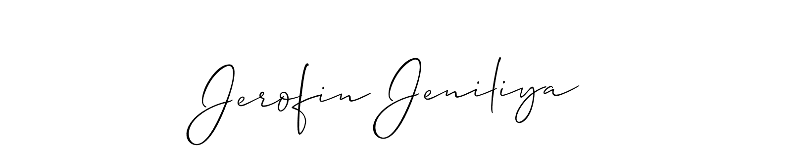 Make a beautiful signature design for name Jerofin Jeniliya. With this signature (Allison_Script) style, you can create a handwritten signature for free. Jerofin Jeniliya signature style 2 images and pictures png