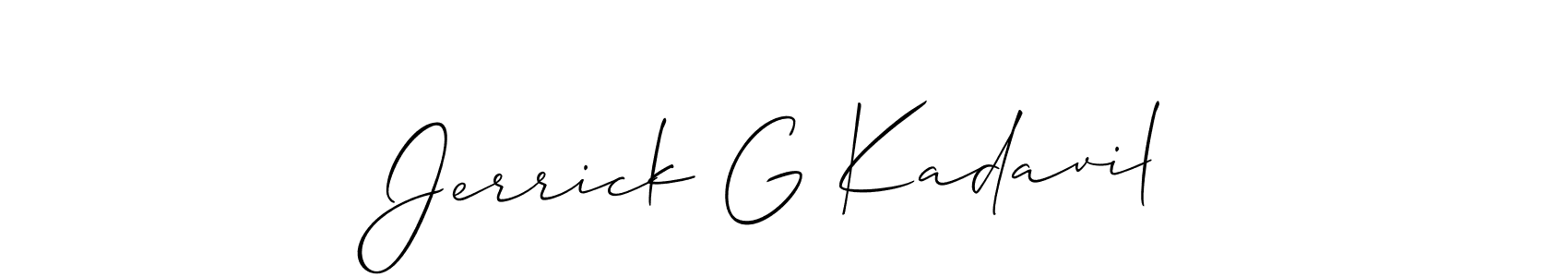 Also we have Jerrick G Kadavil name is the best signature style. Create professional handwritten signature collection using Allison_Script autograph style. Jerrick G Kadavil signature style 2 images and pictures png