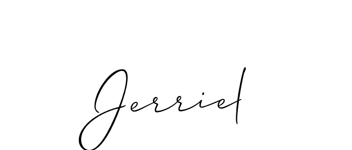 You can use this online signature creator to create a handwritten signature for the name Jerriel. This is the best online autograph maker. Jerriel signature style 2 images and pictures png