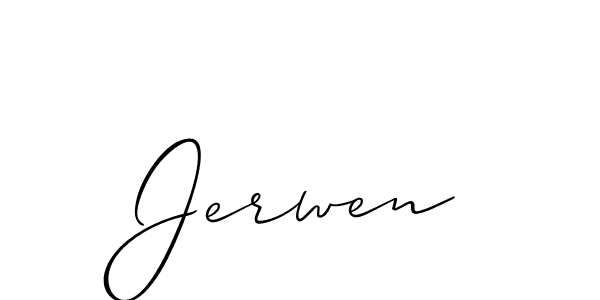 Also You can easily find your signature by using the search form. We will create Jerwen name handwritten signature images for you free of cost using Allison_Script sign style. Jerwen signature style 2 images and pictures png