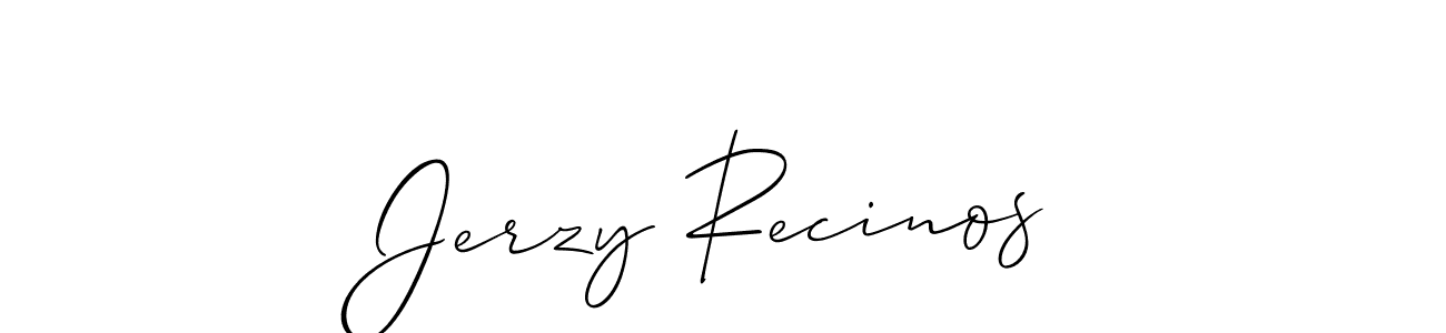 Make a short Jerzy Recinos signature style. Manage your documents anywhere anytime using Allison_Script. Create and add eSignatures, submit forms, share and send files easily. Jerzy Recinos signature style 2 images and pictures png
