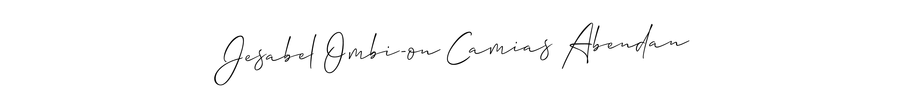 Similarly Allison_Script is the best handwritten signature design. Signature creator online .You can use it as an online autograph creator for name Jesabel Ombi-on Camias Abendan. Jesabel Ombi-on Camias Abendan signature style 2 images and pictures png
