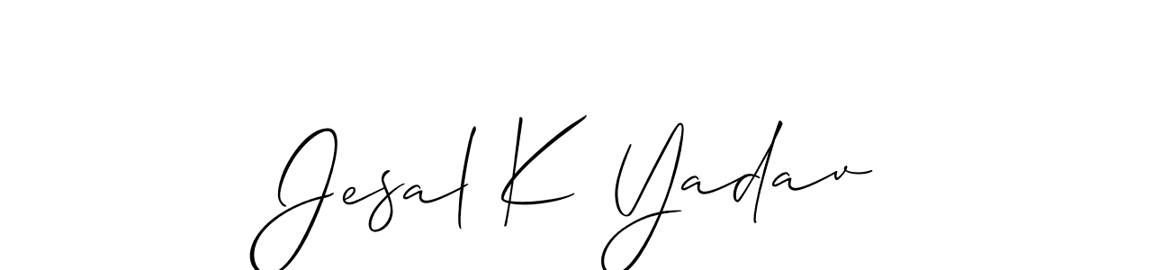 Allison_Script is a professional signature style that is perfect for those who want to add a touch of class to their signature. It is also a great choice for those who want to make their signature more unique. Get Jesal K Yadav name to fancy signature for free. Jesal K Yadav signature style 2 images and pictures png