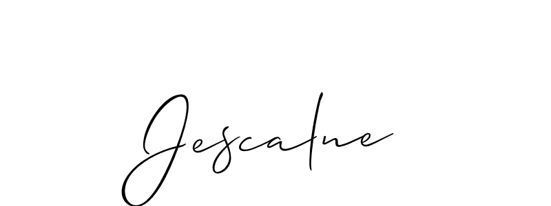 Make a short Jescalne signature style. Manage your documents anywhere anytime using Allison_Script. Create and add eSignatures, submit forms, share and send files easily. Jescalne signature style 2 images and pictures png