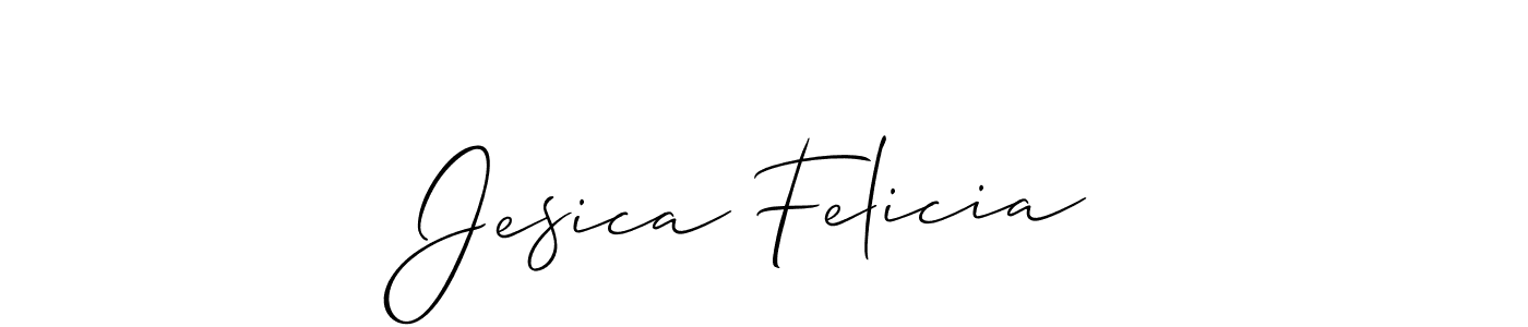 How to make Jesica Felicia name signature. Use Allison_Script style for creating short signs online. This is the latest handwritten sign. Jesica Felicia signature style 2 images and pictures png
