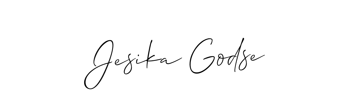 Allison_Script is a professional signature style that is perfect for those who want to add a touch of class to their signature. It is also a great choice for those who want to make their signature more unique. Get Jesika Godse name to fancy signature for free. Jesika Godse signature style 2 images and pictures png