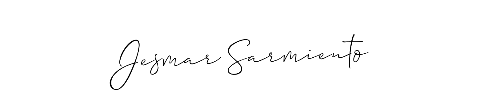 How to make Jesmar Sarmiento name signature. Use Allison_Script style for creating short signs online. This is the latest handwritten sign. Jesmar Sarmiento signature style 2 images and pictures png