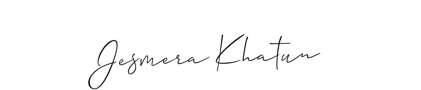 Make a short Jesmera Khatun signature style. Manage your documents anywhere anytime using Allison_Script. Create and add eSignatures, submit forms, share and send files easily. Jesmera Khatun signature style 2 images and pictures png