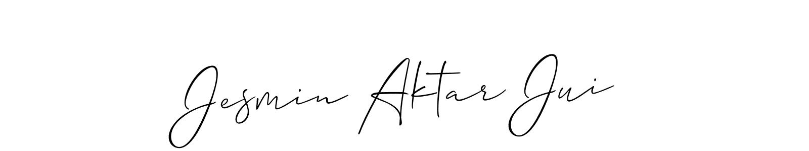 You should practise on your own different ways (Allison_Script) to write your name (Jesmin Aktar Jui) in signature. don't let someone else do it for you. Jesmin Aktar Jui signature style 2 images and pictures png