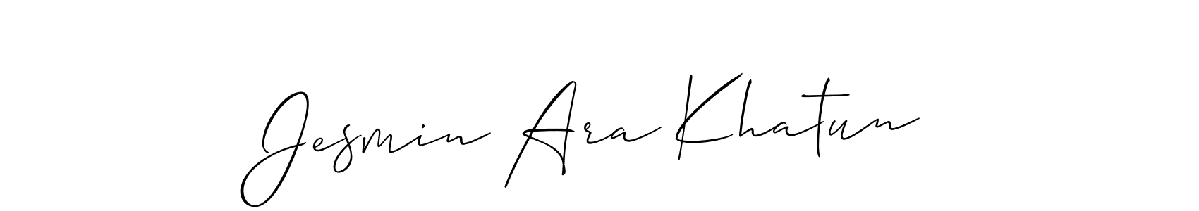 Allison_Script is a professional signature style that is perfect for those who want to add a touch of class to their signature. It is also a great choice for those who want to make their signature more unique. Get Jesmin Ara Khatun name to fancy signature for free. Jesmin Ara Khatun signature style 2 images and pictures png