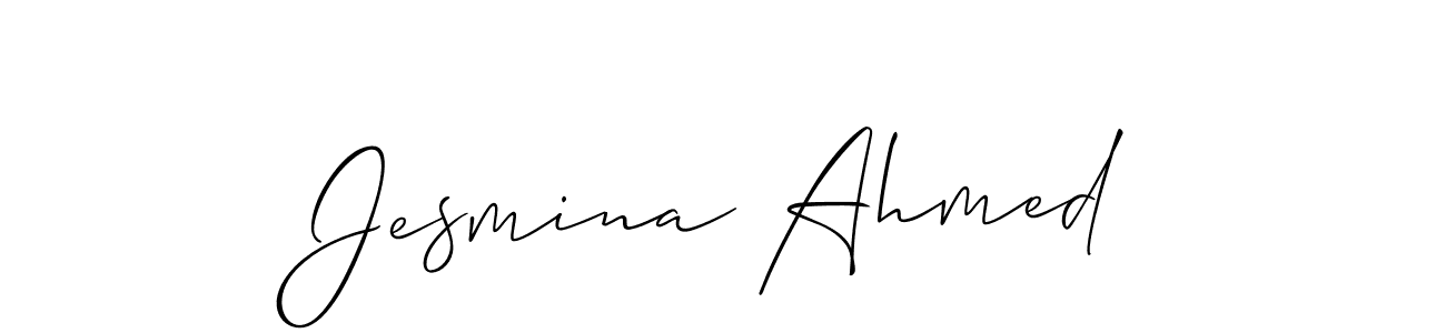 if you are searching for the best signature style for your name Jesmina Ahmed. so please give up your signature search. here we have designed multiple signature styles  using Allison_Script. Jesmina Ahmed signature style 2 images and pictures png