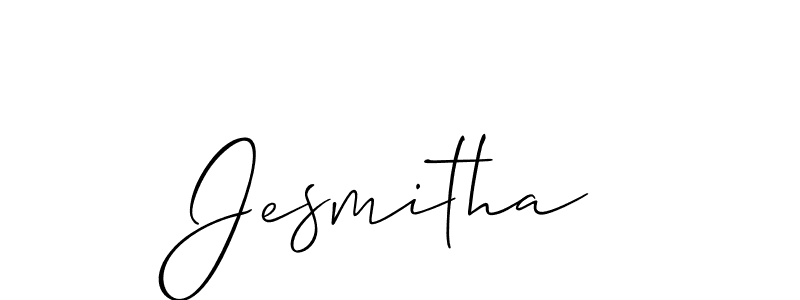 The best way (Allison_Script) to make a short signature is to pick only two or three words in your name. The name Jesmitha include a total of six letters. For converting this name. Jesmitha signature style 2 images and pictures png