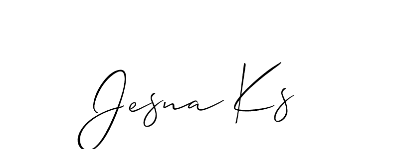Similarly Allison_Script is the best handwritten signature design. Signature creator online .You can use it as an online autograph creator for name Jesna Ks. Jesna Ks signature style 2 images and pictures png