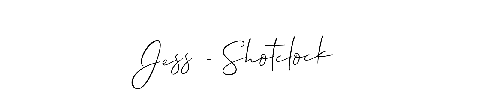 Make a beautiful signature design for name Jess - Shotclock. With this signature (Allison_Script) style, you can create a handwritten signature for free. Jess - Shotclock signature style 2 images and pictures png