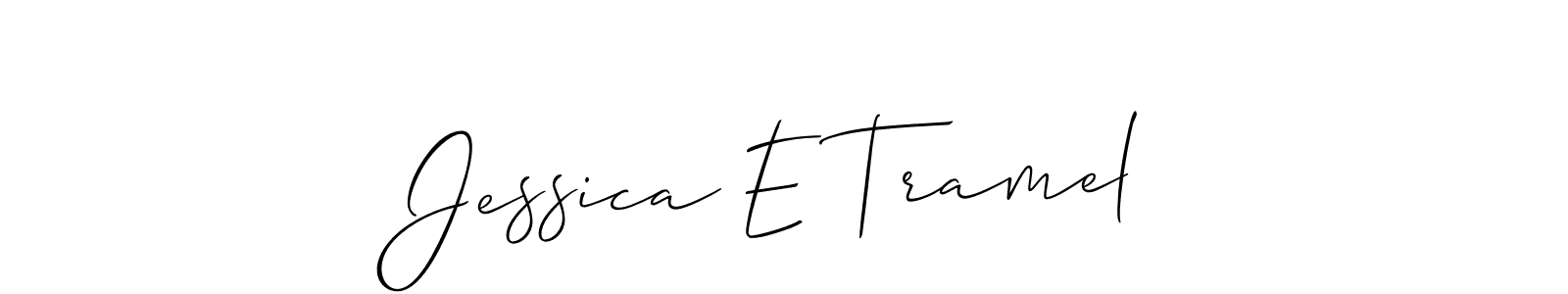 The best way (Allison_Script) to make a short signature is to pick only two or three words in your name. The name Jessica E Tramel include a total of six letters. For converting this name. Jessica E Tramel signature style 2 images and pictures png