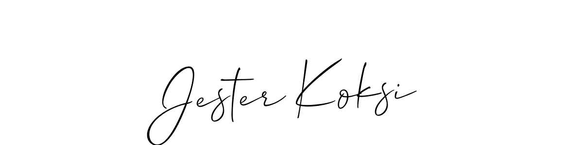 Use a signature maker to create a handwritten signature online. With this signature software, you can design (Allison_Script) your own signature for name Jester Koksi. Jester Koksi signature style 2 images and pictures png