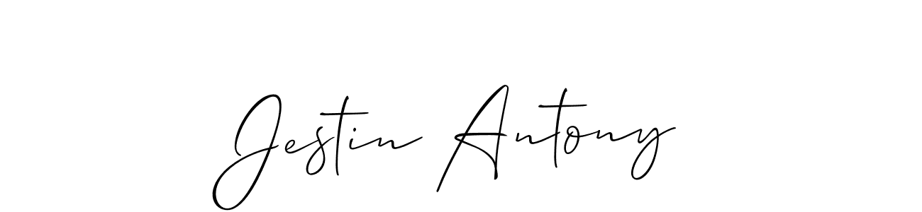 if you are searching for the best signature style for your name Jestin Antony. so please give up your signature search. here we have designed multiple signature styles  using Allison_Script. Jestin Antony signature style 2 images and pictures png