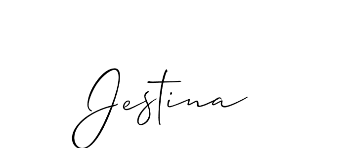 How to make Jestina signature? Allison_Script is a professional autograph style. Create handwritten signature for Jestina name. Jestina signature style 2 images and pictures png