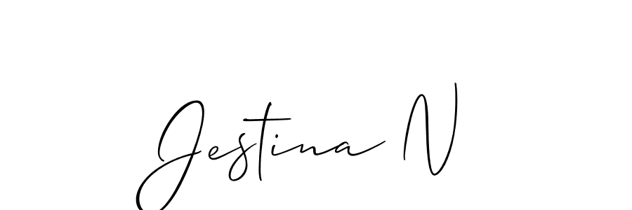 How to make Jestina N name signature. Use Allison_Script style for creating short signs online. This is the latest handwritten sign. Jestina N signature style 2 images and pictures png