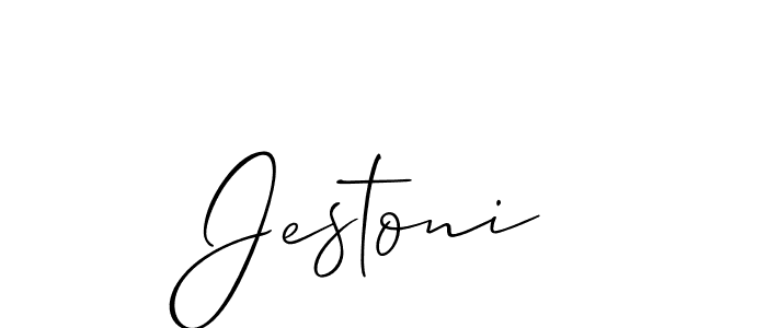 Create a beautiful signature design for name Jestoni. With this signature (Allison_Script) fonts, you can make a handwritten signature for free. Jestoni signature style 2 images and pictures png