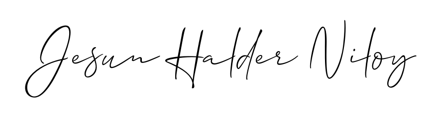 Transform the name Jesun Halder Niloy into a signature masterpiece using Allison_Script font. Ideal for photographers, artists, and creators looking for watermarks. Jesun Halder Niloy signature style 2 images and pictures png