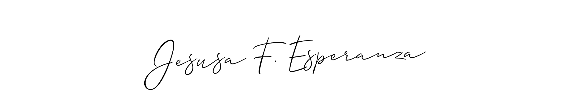 Use a signature maker to create a handwritten signature online. With this signature software, you can design (Allison_Script) your own signature for name Jesusa F. Esperanza. Jesusa F. Esperanza signature style 2 images and pictures png