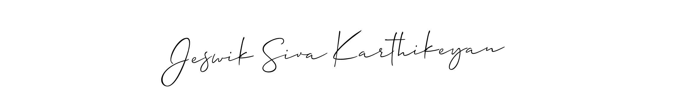 It looks lik you need a new signature style for name Jeswik Siva Karthikeyan. Design unique handwritten (Allison_Script) signature with our free signature maker in just a few clicks. Jeswik Siva Karthikeyan signature style 2 images and pictures png