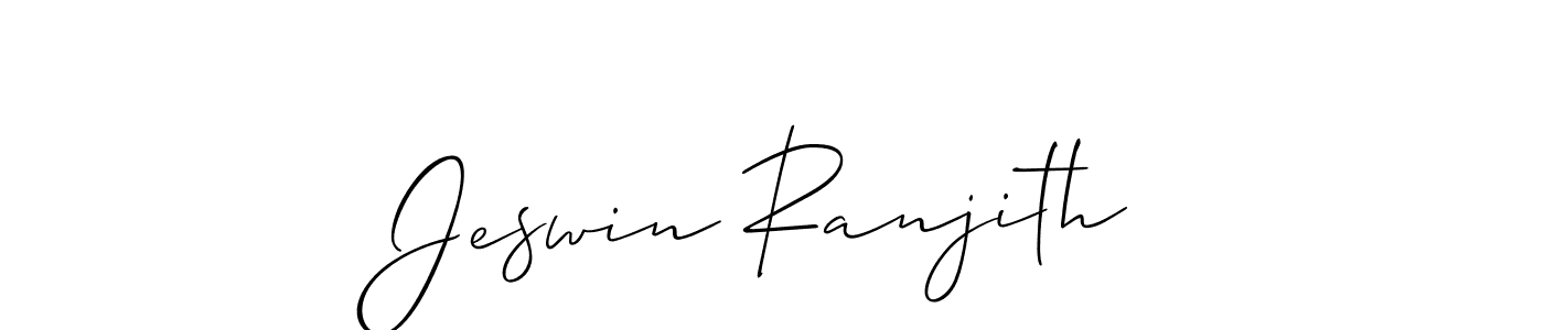 The best way (Allison_Script) to make a short signature is to pick only two or three words in your name. The name Jeswin Ranjith include a total of six letters. For converting this name. Jeswin Ranjith signature style 2 images and pictures png