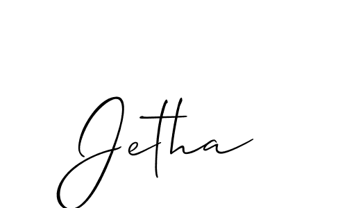 The best way (Allison_Script) to make a short signature is to pick only two or three words in your name. The name Jetha include a total of six letters. For converting this name. Jetha signature style 2 images and pictures png