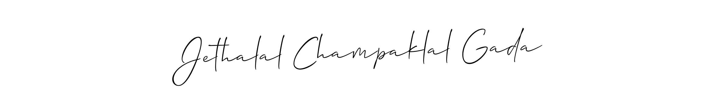 How to make Jethalal Champaklal Gada name signature. Use Allison_Script style for creating short signs online. This is the latest handwritten sign. Jethalal Champaklal Gada signature style 2 images and pictures png