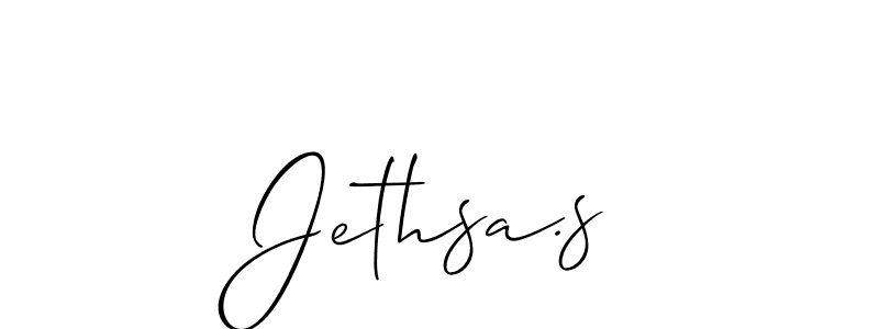 How to make Jethsa.s name signature. Use Allison_Script style for creating short signs online. This is the latest handwritten sign. Jethsa.s signature style 2 images and pictures png