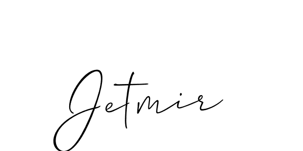 The best way (Allison_Script) to make a short signature is to pick only two or three words in your name. The name Jetmir include a total of six letters. For converting this name. Jetmir signature style 2 images and pictures png
