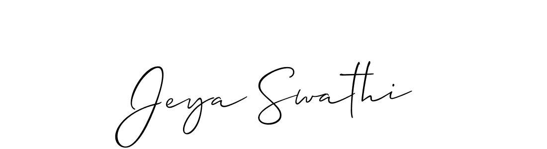 Also we have Jeya Swathi name is the best signature style. Create professional handwritten signature collection using Allison_Script autograph style. Jeya Swathi signature style 2 images and pictures png