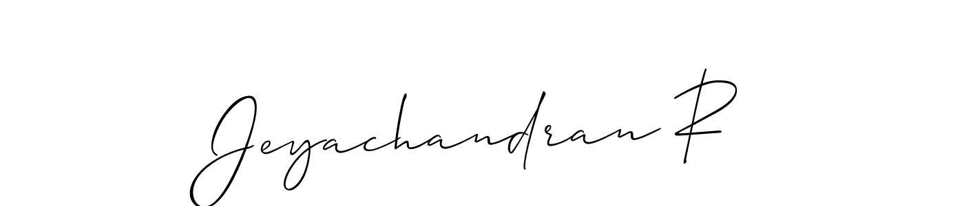 Use a signature maker to create a handwritten signature online. With this signature software, you can design (Allison_Script) your own signature for name Jeyachandran R. Jeyachandran R signature style 2 images and pictures png